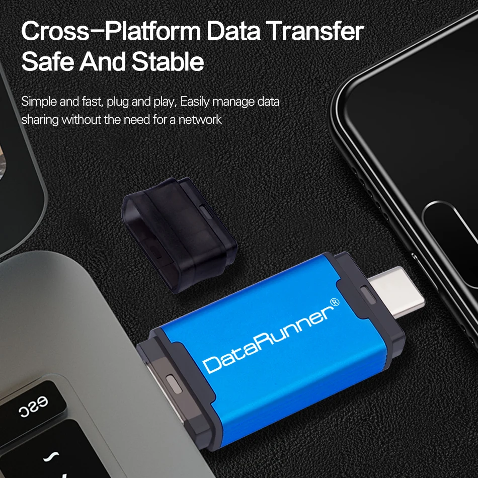 USB флеш-накопитель DataRunner type C, USB флешка, 3,0, 512 ГБ, 256 ГБ, 128 ГБ, 64 ГБ, 32 ГБ, внешний накопитель, флешка для type-C/PC