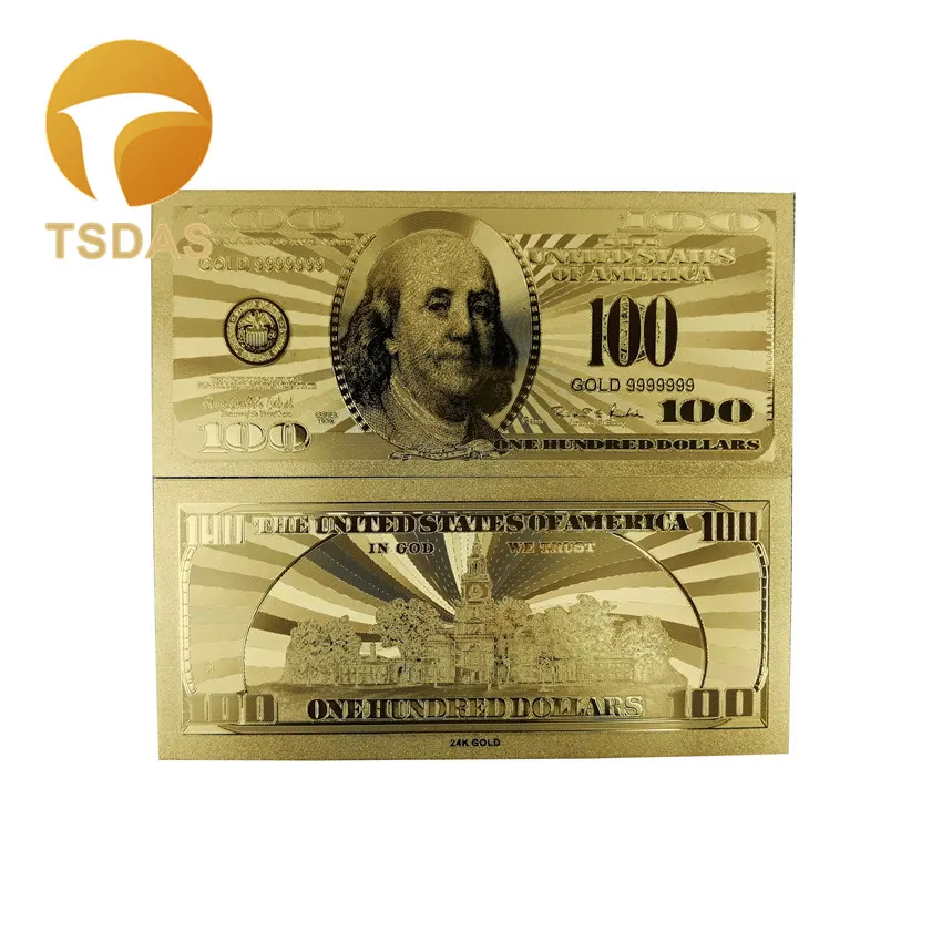 10 шт./лот банкнота США $100 долларов Золотая фольга ценная коллекция с бесплатной