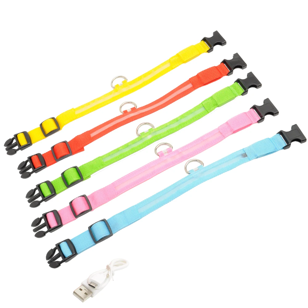 Светодиодный светящийся ошейник для собак с usb-зарядкой, ошейники для собак, регулируемые ошейники для собак, защита от потери/Защита от автомобильной аварии, ошейник с батарейками, товары для домашних животных