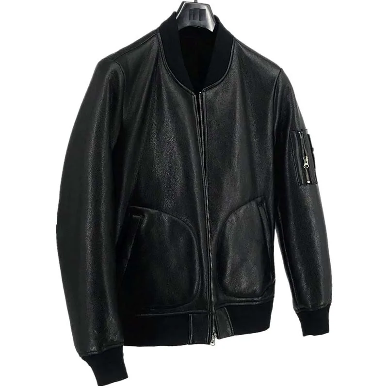 Мужская куртка из натуральной овчины черная теплая большого размера 4xl 5xl xxxxxl для