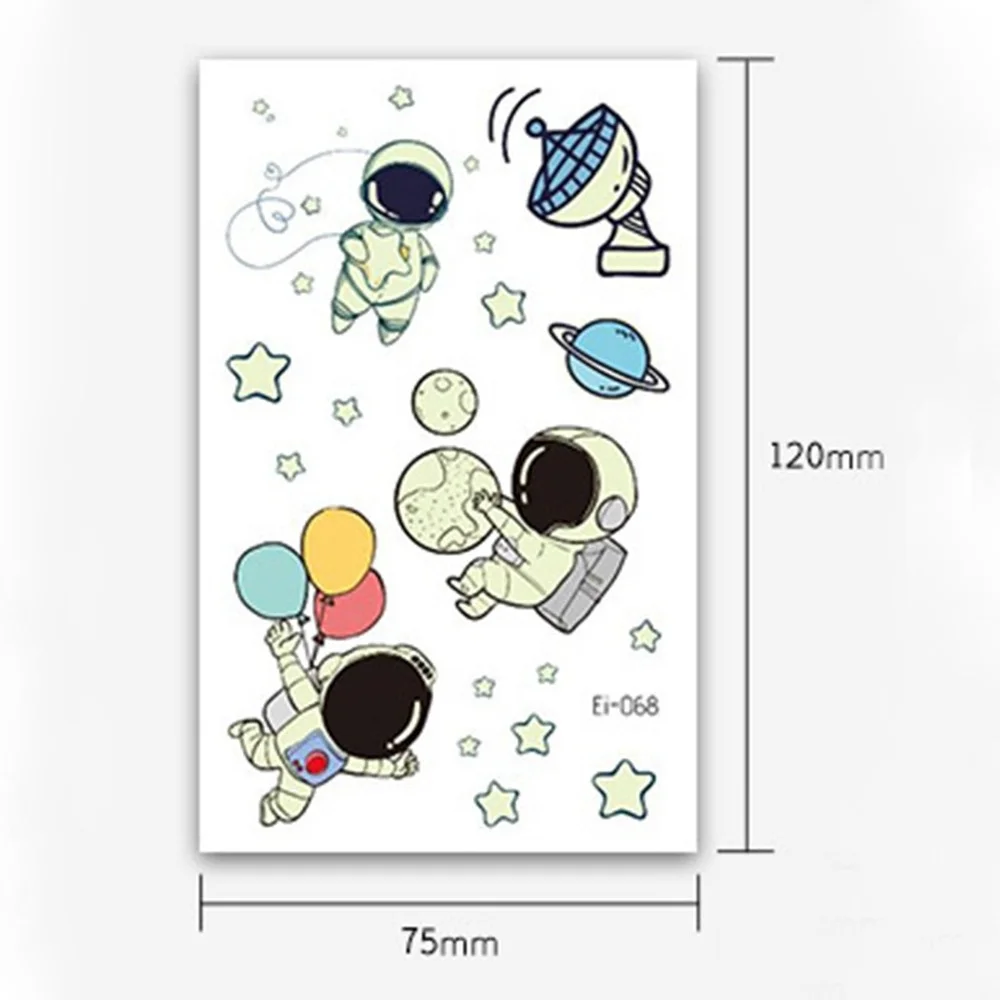 Светящийся астронавт Вселенная временные татуировки наклейки для детей