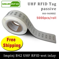 uhf rfid tag sticker impinj b42 wet inlay epc6c 915mhz868mhz860 960mhz 5000pcs free shipping adhesive passive rfid label