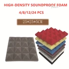 481224 шт. 25x25x5 см Студия Акустическая Звукоизоляционная пена Пирамида звукопоглощение лечение Панель плитка Защитная губка 7 видов цветов
