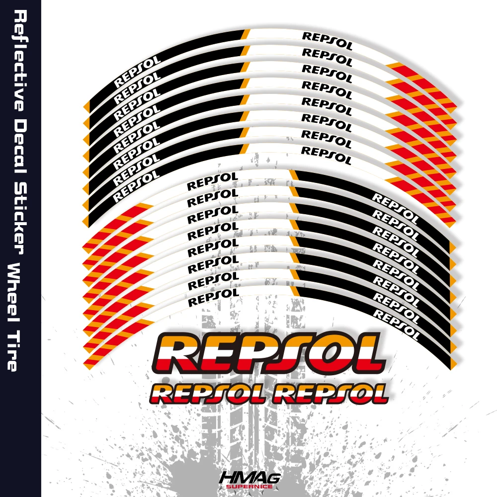 

For HONDA REPSOL CBR600RR 1000RR 17 Inches Motorcycle Sticker Decals Reflective Waterproof Wheel Hub Wheel Racing Sticker Decal