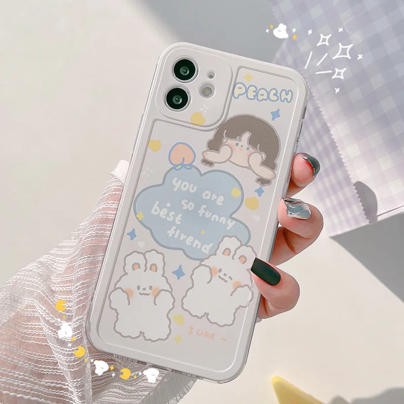 

Оригинальный чехол для телефона IG Style Bunny Peach Girl для iPhone 11, 7, 8Plus, милый чехол для iPhone X, XS, XR, 12 Pro Max, Женский винтажный