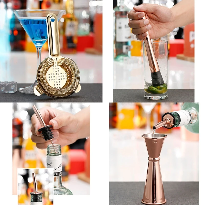 

8pcs Stainless Steel 500ml Cocktail Shaker Bar Set Measuring Cup Mixing Spoon