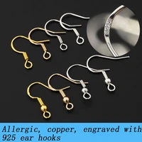 100pcslot with 925 silver word copper earrings clasps hooks fittings diy jewelry making accessories iron hook earwire jewelry