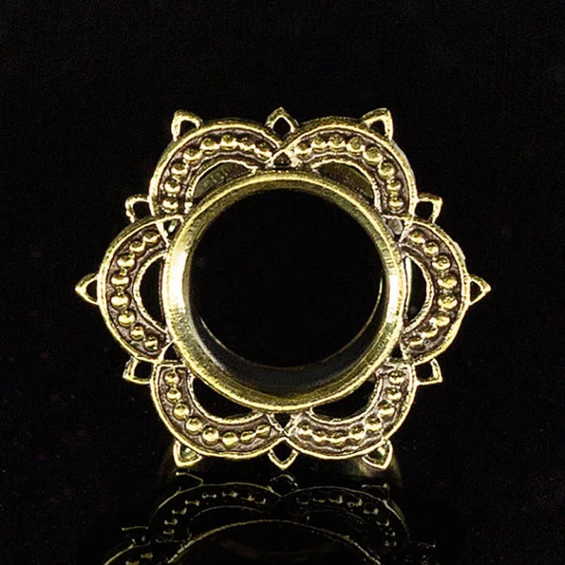 1 пара новинка лидер продаж античные латунные туннели в Форме Розы Шарона двойные