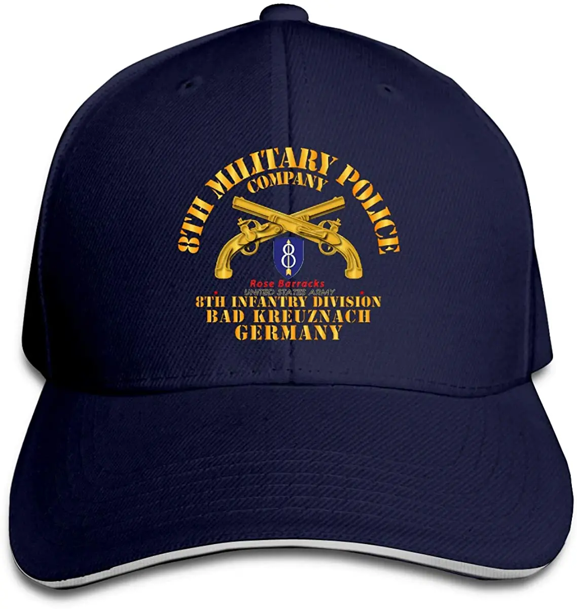 

8th MP Company 8th ID Bad Kreuznach Germany Adjustable Baseball Caps Vintage Sandwich Hat