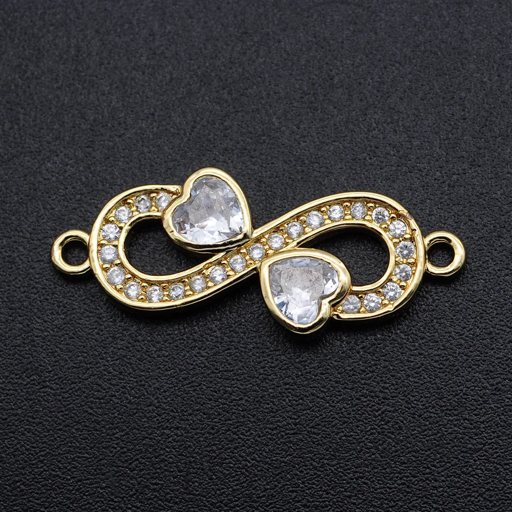 

VENTFILLE Zircon Double Hole Infinite Symbol Pendant DIY Micro-inlaid Accessories Diamond Pendant Fashion All-match Jewelry Gift