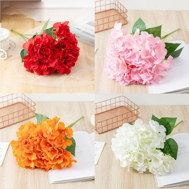 

Pink Silk Rose Artificial Flowers Peony Bridal Bouquet for Wedding Home DIY Decoration Cheap Fake Flowers Hydrangea Crafts