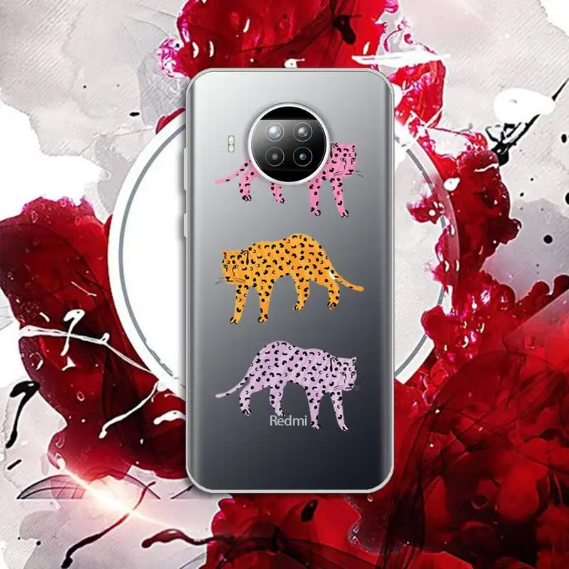 

Leopard animal Phone Case Transparent for Xiaomi Redmi note 10 t 8 9 pro lite 11