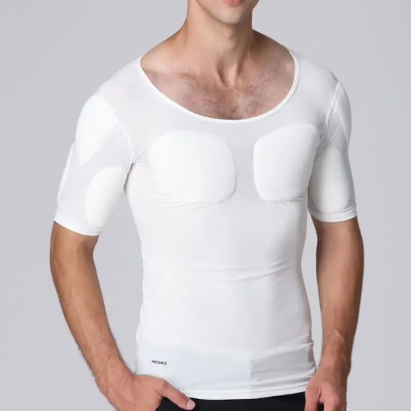 white shirt Грудная мышечная жилетка, нижнее белье для живота, пивная майка для живота, Мужская мягкая майка для коррекции фигуры, Мужская футболка для бодибилдинга - Цвет: white shirt