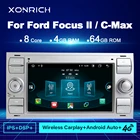 Автомагнитола Carplay Android 11 для Ford Mondeo S-max Focus C-MAX Galaxy Fiesta Transit Fusion Connect Kuga 2 Din без DVD