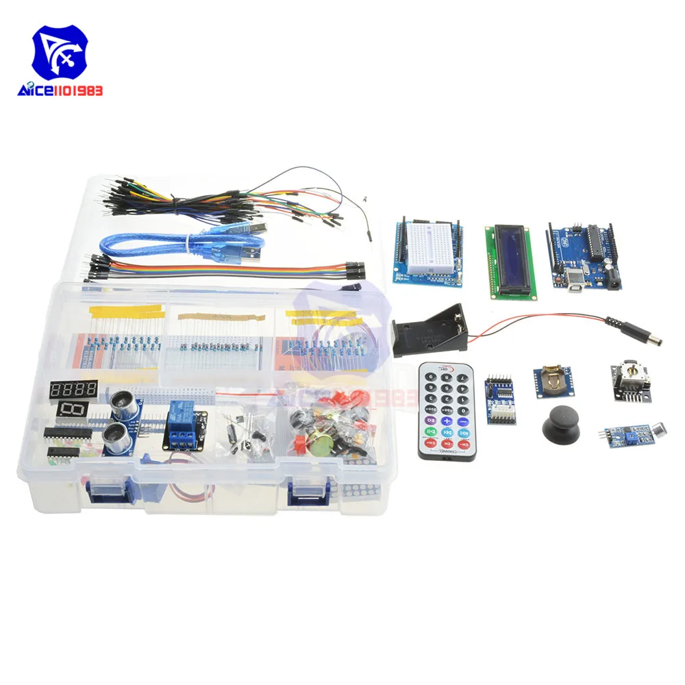 Стартовый обучающий комплект Ultimate UNO R3 плата расширения для Arduino Breadboard Dupont Wire 1602LCD