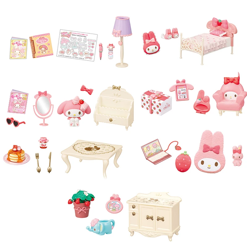 

Kawaii Cartoon Anime Melody Cute Girly Heart Strawberry Room Furniture Decoration Figure Model Egg Kids Toy Holiday Gifts