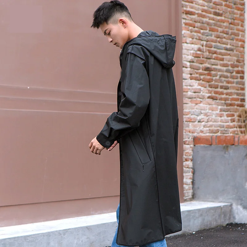 

1pc EVA Raincoat Men Black Rain Clothes Covers Impermeable Rainwear Capa De Chuva Chubasquero Poncho Waterproof Hooded Rain Coat