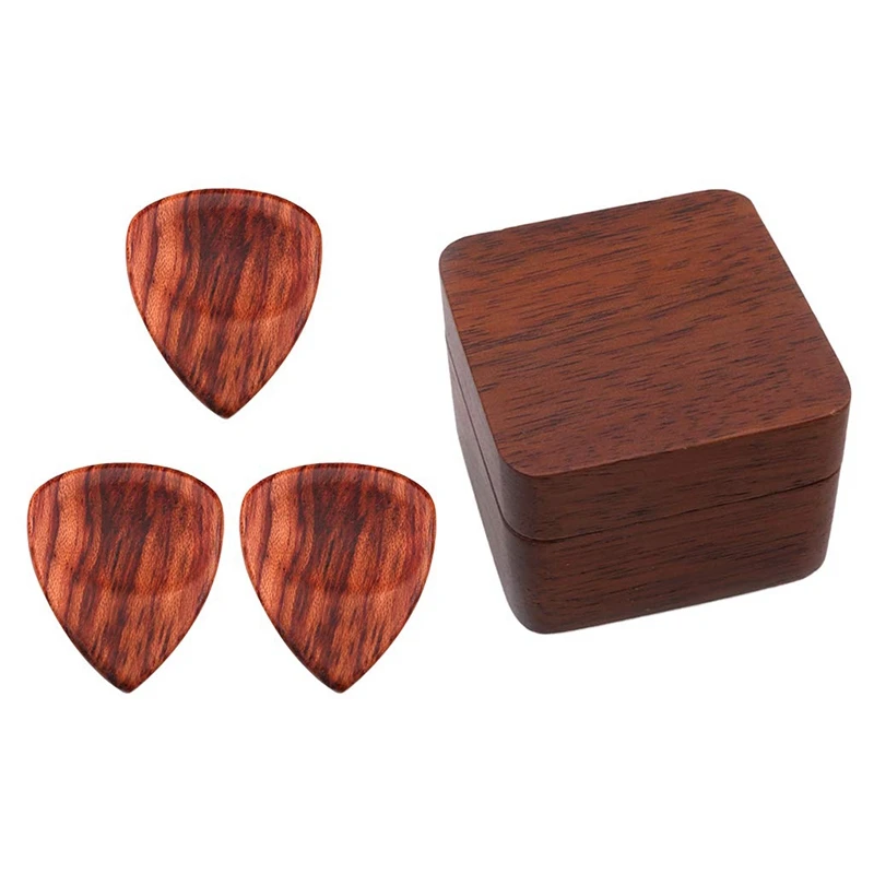 Durable Wooden Guitar Bass Plectrums with Box Musical Instrument Accessory Wood Picks Suitable for Guitars Mandolin | Спорт и