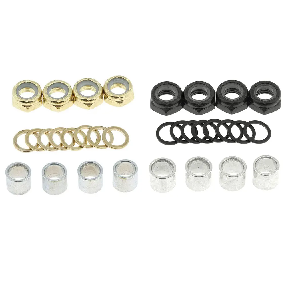 

8pcs Skateboard Longboard Truck Speed Kit Nuts New Skateboard Bearing Spacers Washers Nuts Kit Board Repair Rebuild Kit 2 Colors