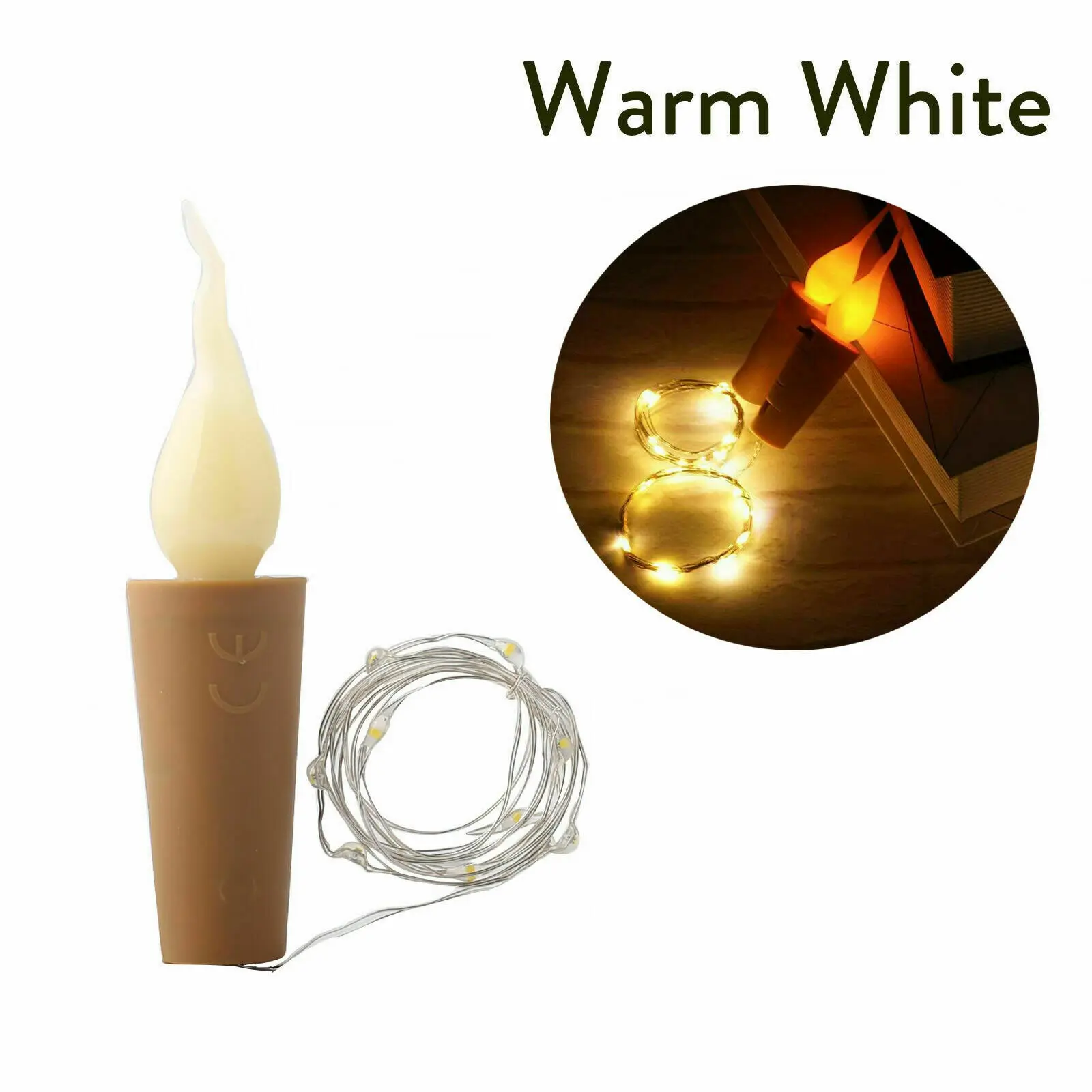 Светодиодный светильник с пламенем на батарее 2 м 20 в форме пробки s светодиодный