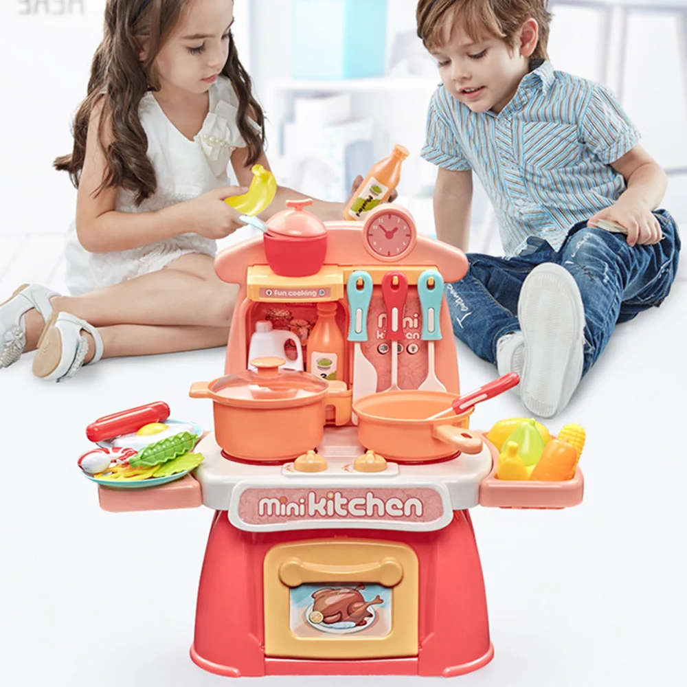 

Kitchen Plastic Pretend Play Toy Kids Kitchen Cooking Toy Gift Children Toys With Light And Sound Pretend Play Cooking Girl Gift