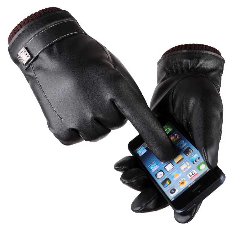 

Men and Women Leather Gloves Touch Screen Thickened Autumn and Winter Outdoor Riding To Keep Warm, Windproof and Waterproof