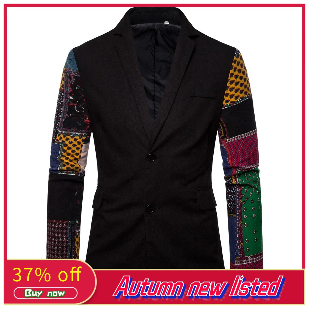 2019 Новое поступление Мужской винтажный этнический костюм с цветочным принтом