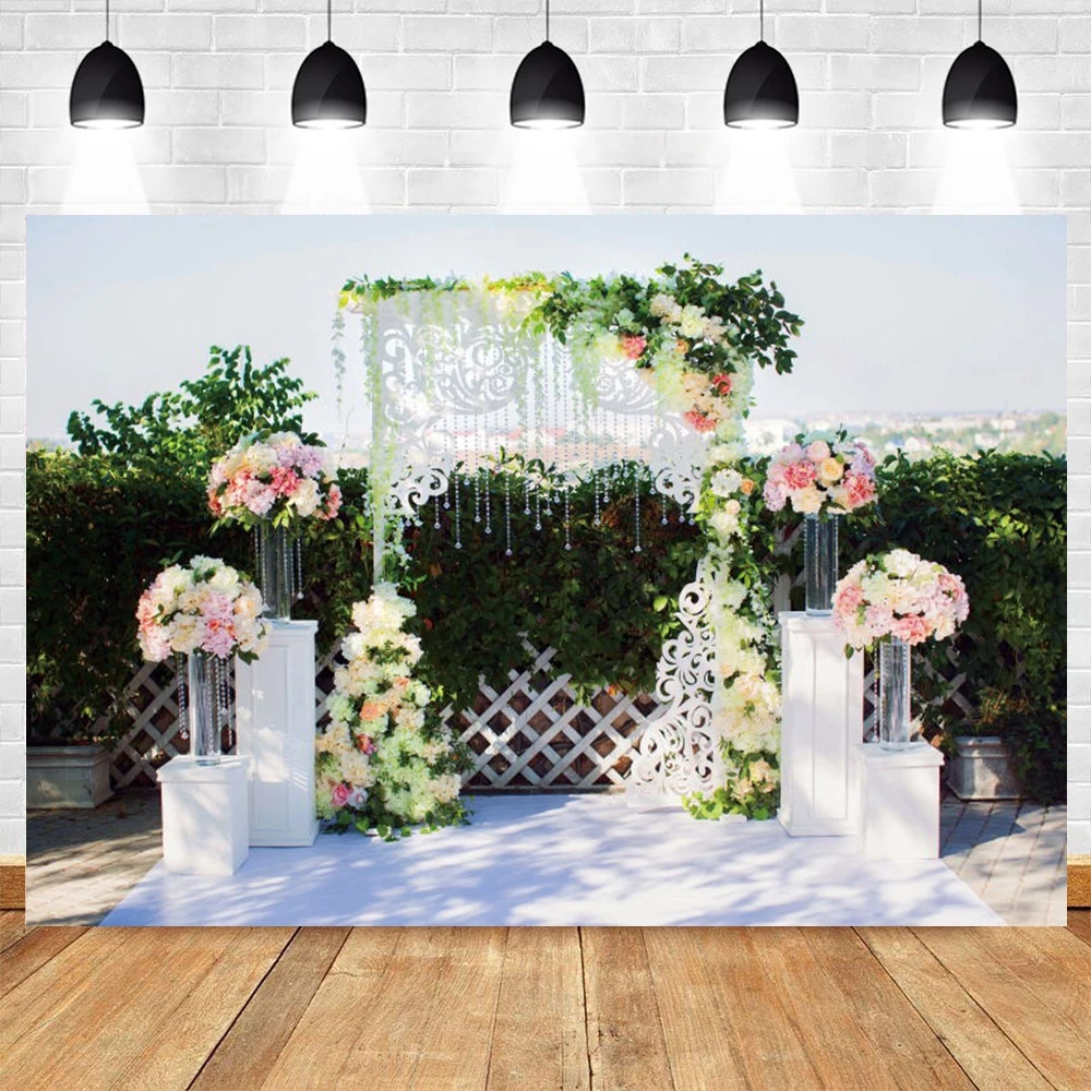 

Nitree Wedding Backdrop Photocall Flower Wreath Bloom Floral Birthday Photography Background Photo Studio Photo zone