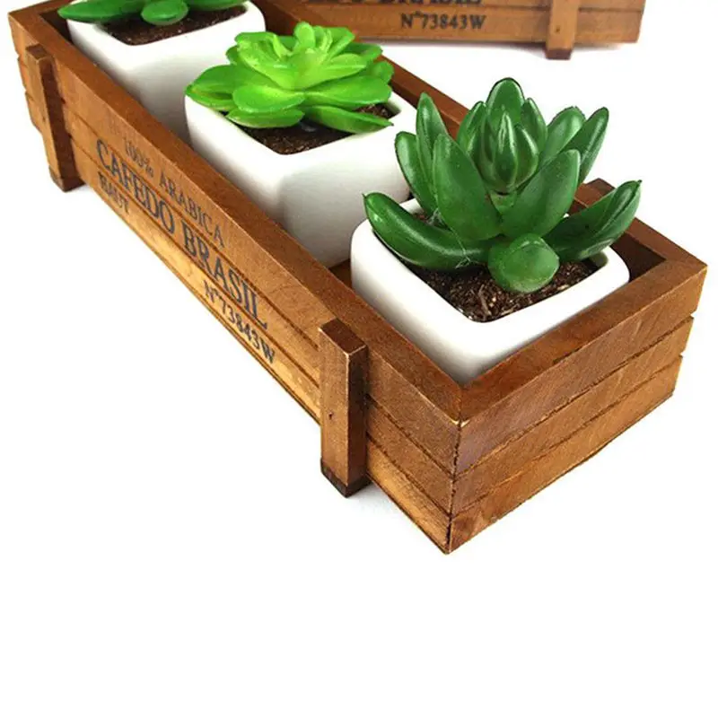 

Plant pot vintage wood garden flower succulent 1pc Brown