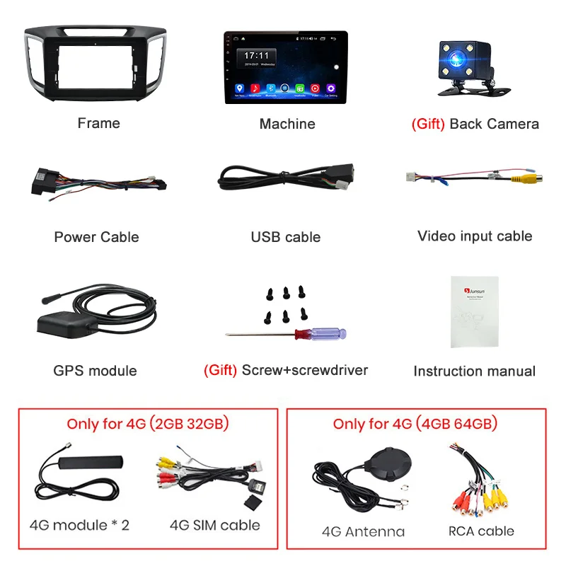 Junsun 4G + 64G CarPlay DSP Android 8 1 автомобильный Радио Мультимедиа Стерео Аудио плеер gps 2 Din