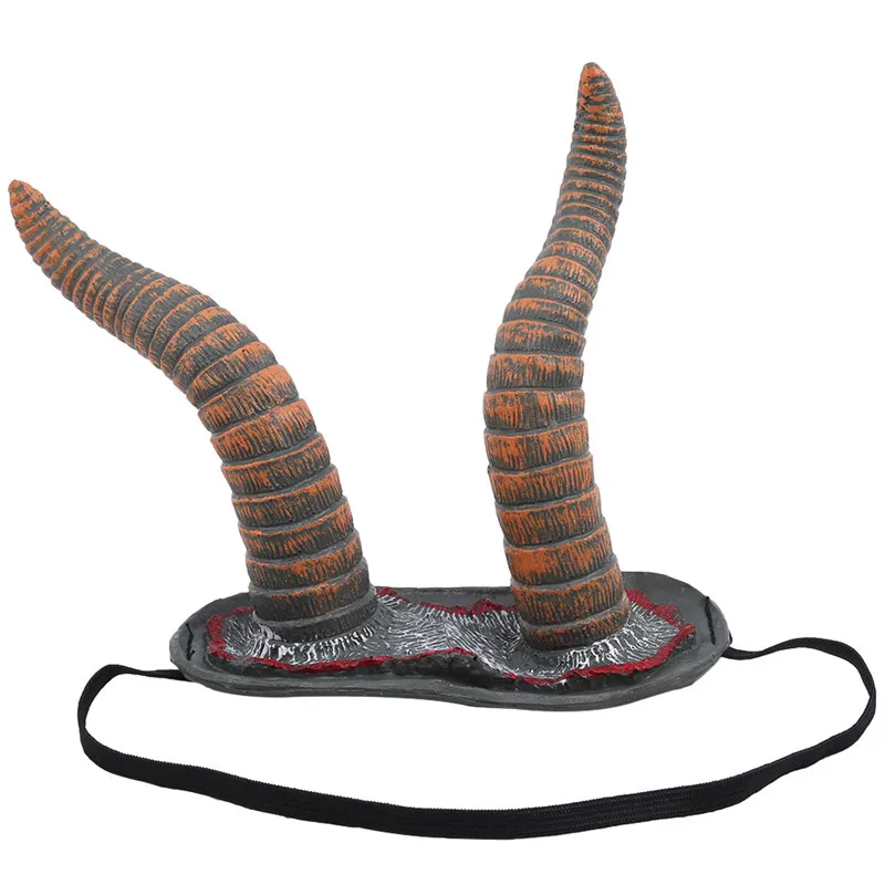 Двойной рога головной убор одна рогатая тиара Хэллоуин Череп Вуаль Косплей