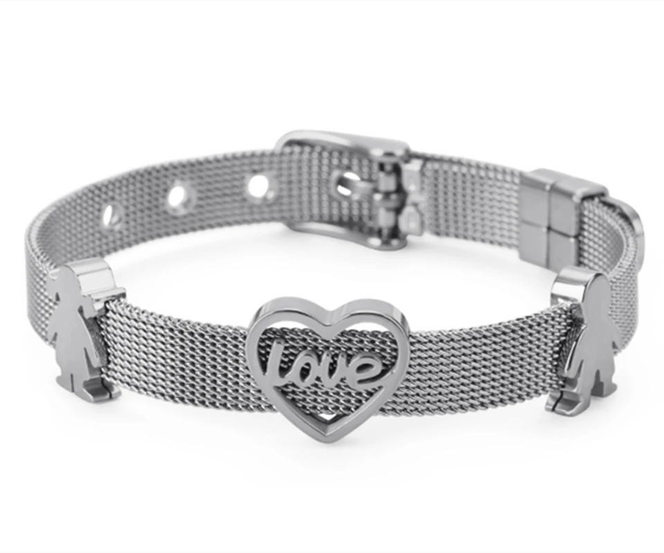 

New Bracelets For Women 3 Colors Stainless Steel Letters Love 8 Moon Star Angel Lace-Up Bracelets Bangles Women Jewelry