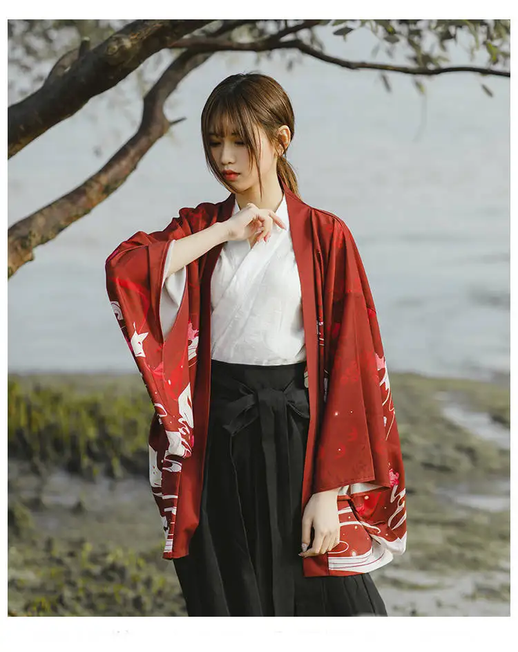 Новое традиционное японское кимоно Yukata Женская Повседневная рубашка с принтом аниме Солнцезащитная одежда кимоно мужской уличный кардиган