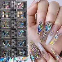 12 gridsbox ab nail art diamond gem 3d nail sequin crystal rhinestone glass nail art decoration