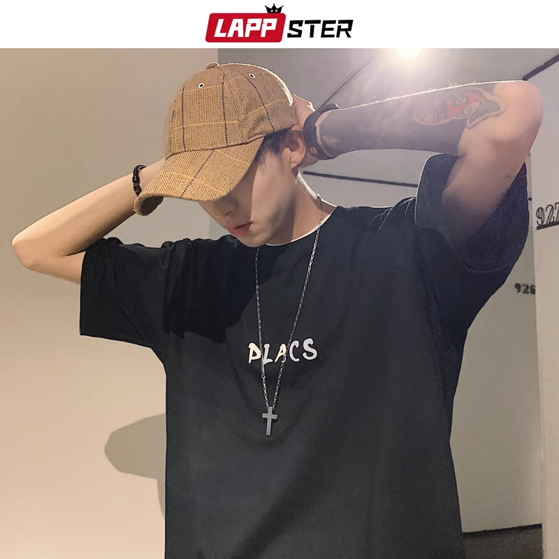 LAPPSTER Мужская негабаритная Японская уличная одежда футболки с отверстиями 2019