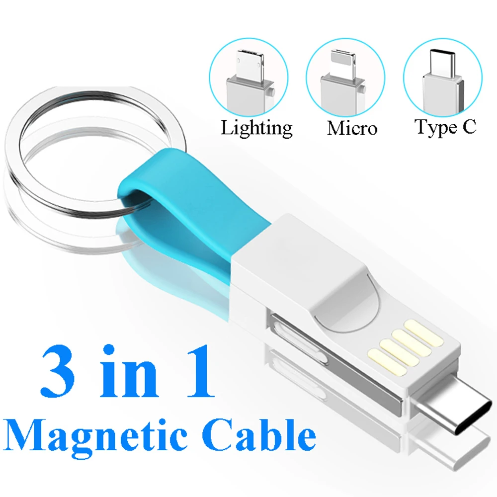 JIANERZHI 20 шт. 3 в 1 USB кабель маленький брелок кабели для iPhone 11 samsung быстрой зарядки
