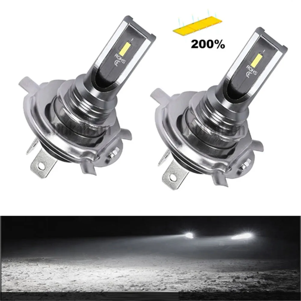 

2pcs H4 LED Headlight Bulbs Conversion Kit Super High/Low Beam 4000LM 6000K White 1860 LEDs Make High Brightness Lighting