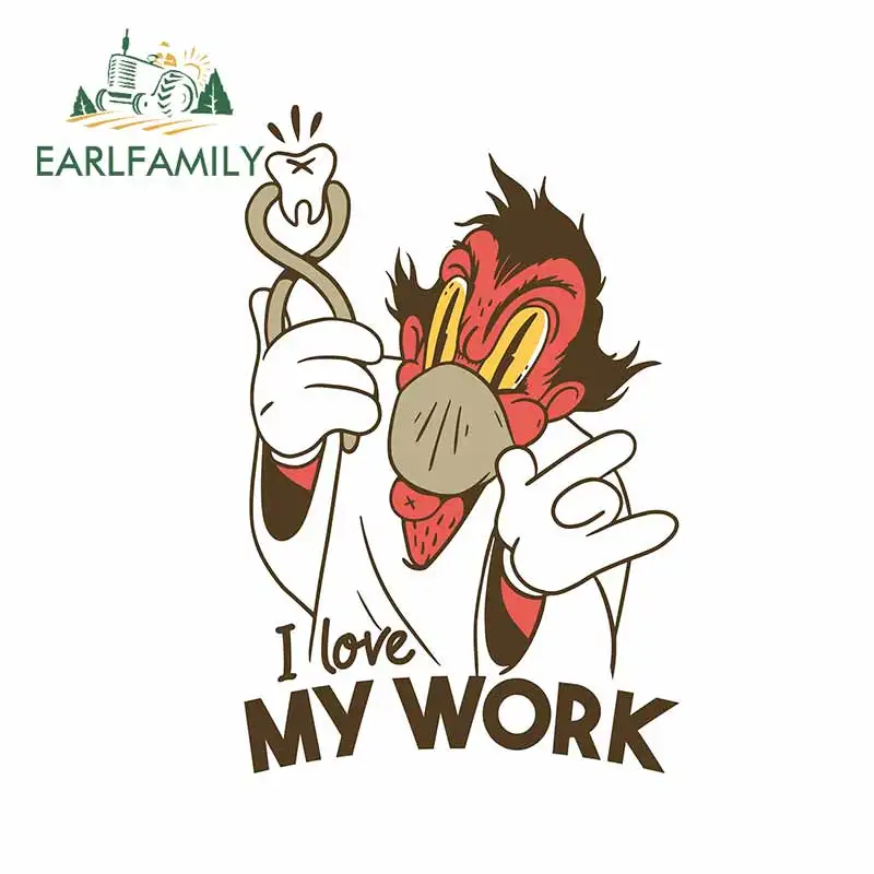 

Наклейки на машину EARLFAMILY, 13 см х 8,8 см, для сумасшедшего дантиста, я люблю свою работу, наклейки на холодильник, наклейки на фургон, индивидуальные, украшение лобового стекла