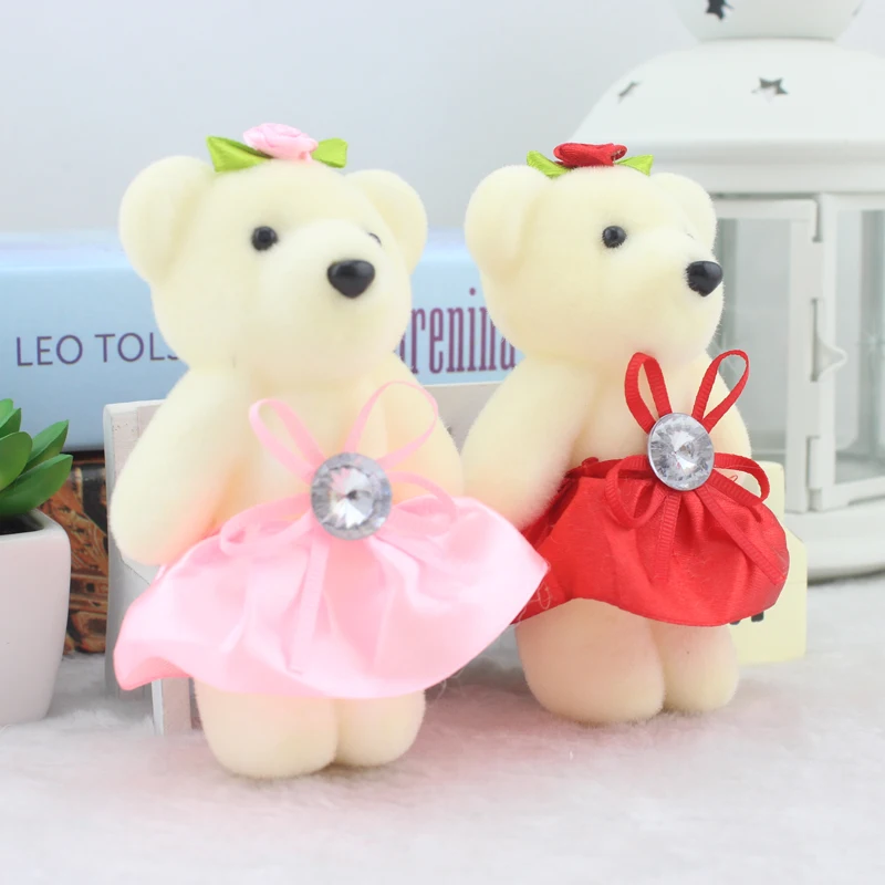

Free ship wholesale 10pcs mini plush toys 10cm cartoon bouquet teddy bear doll wrapping paper flower wedding birthday gift