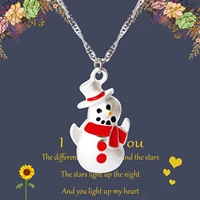 hi man european christmas oil dripping snowman pendant necklace women sweet lovely holiday gift jewelry wholesale