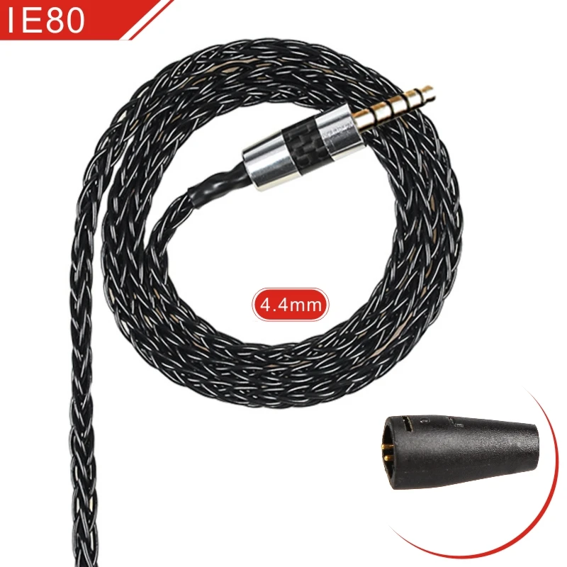 Black 4.4mm IE80 FDBRO 8*50 ядер с серебряным покрытием наушники обновления провода наушники MMCX кабель IE80 IM 2Pin 0,78 мм A2DC кабельная гарнитура 2,5/3,5/4,4 мм - Цвет: Black 4.4mm IE80