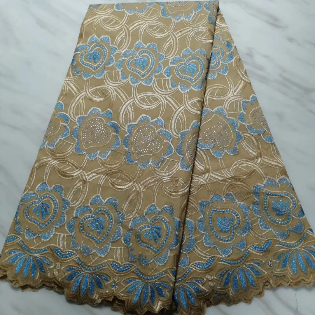 Синяя африканская кружевная ткань швейцарская вуаль высокого качества