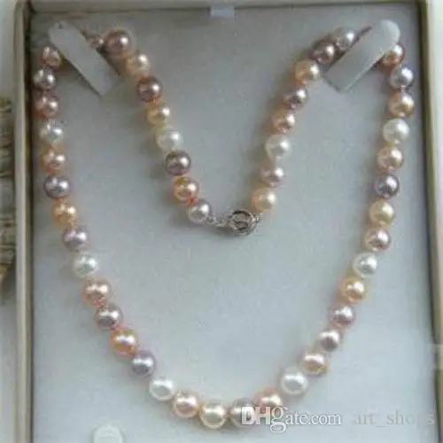 

2017 7-8mm Genuine Natural Multicolor Akoya Cultured Pearl Necklace 18"