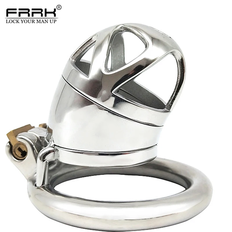 FAAK изогнутое кольцо петух Металлическое целомудрие клетка 304 нержавеющая сталь