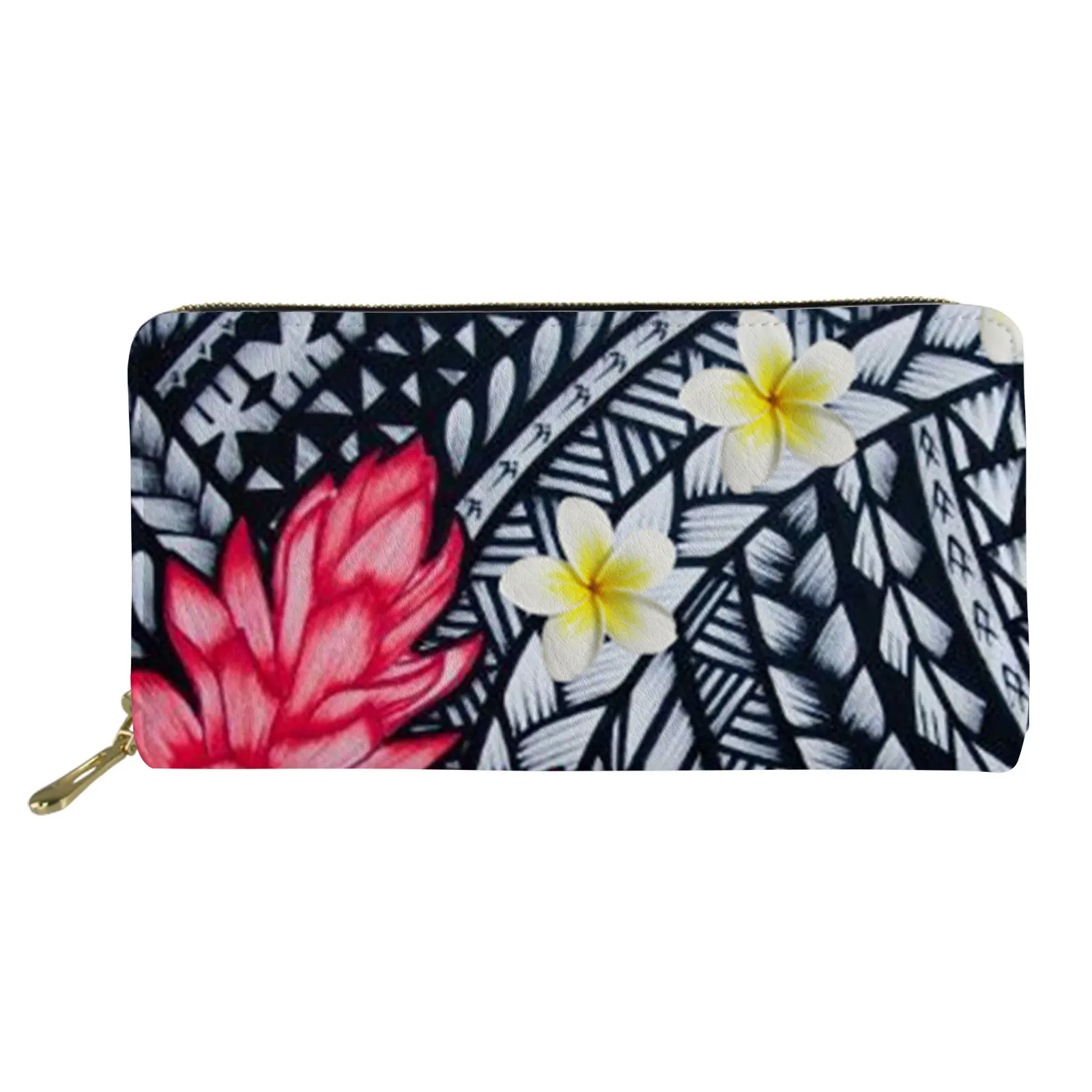 

Polynesian Hawaiian Native Fiji Style Long Wallet For Lady Women Purse Girls Shopping Plumeria Samoan Teen Girl Burse Handbag