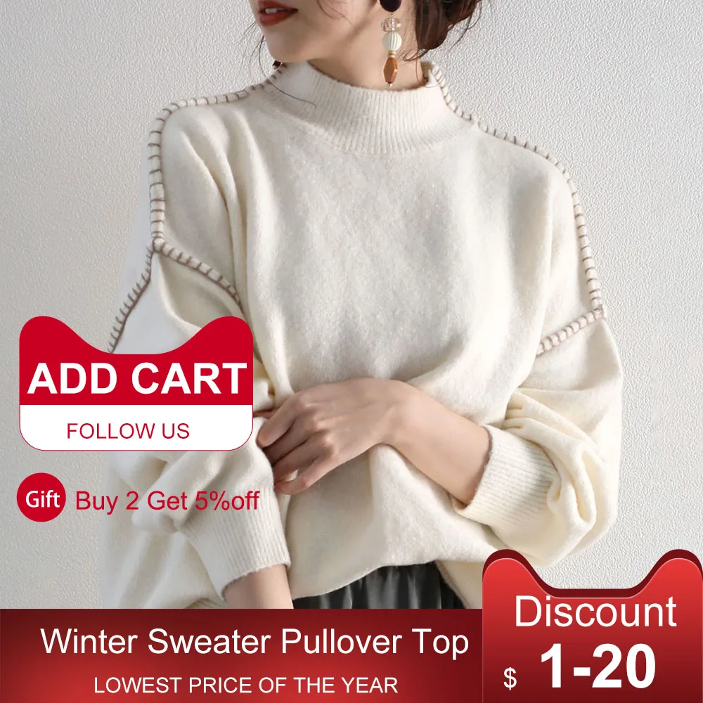 Женский длинный вязаный свитер повседневный Свободный пуловер с