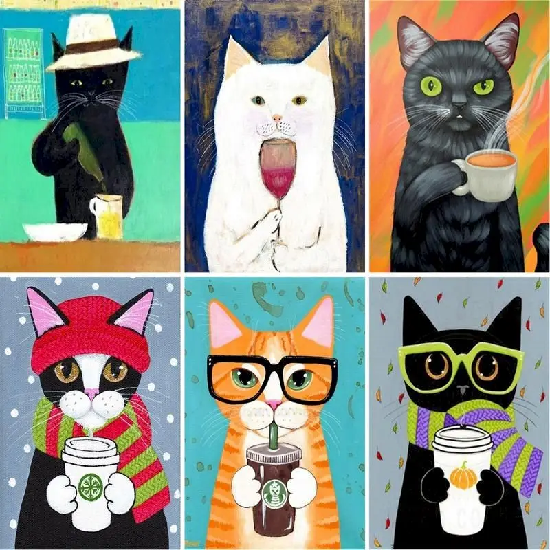 

GATYZTORY Frameless Black Cat Animals DIY Painting By Numbers Hand Painted Oil Painting Modern Wall Art Unique Gift For Home Dec