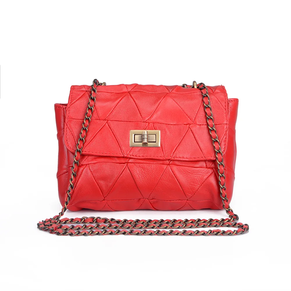 

Sheepskin handbags 2021 ladies shoulder bag simple stitching trend chain messenger bag fashion small square bag female bag