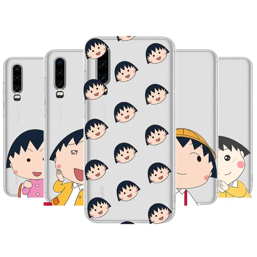 

anime Chibi Maruko-chan Anime Transparent Phone Case For Huawei P40 P30 P20 P10 P9 P8 Lite E Pro Plus Etui Coque Painting Hoesj