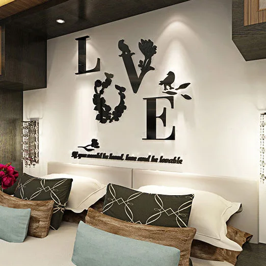 

3D Removable Quote Home Bedroom Living Room Flower Love Wall Sticker Ornament